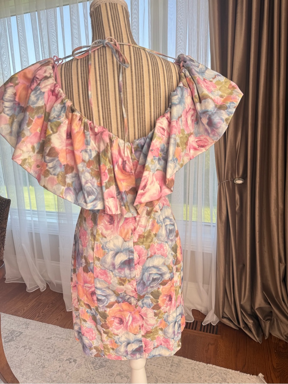 & Other Stories One-Shoulder Floral Dress in Pink, Blue & Green - Picture 6 of 9